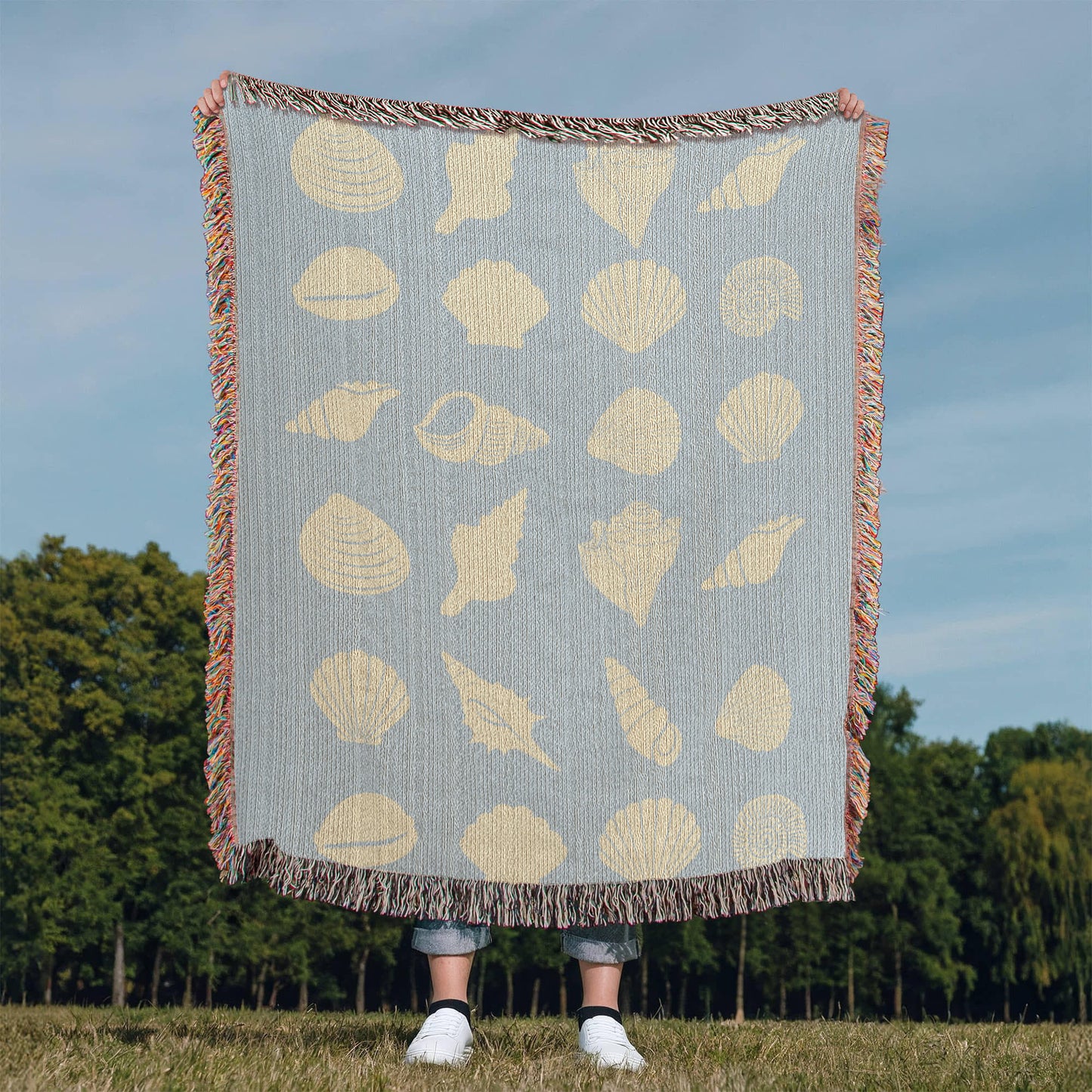 Coastal Shells Heirloom Woven Blanket