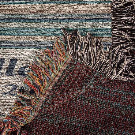 Personalized Woven Throw Blanket,Unique Gift for Wedding Engagement Anniversary Keepsake, Family or Couple Last Name, Modern Boho Stripes