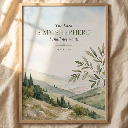 My Shepherd — Psalm 23:1 Watercolor Scripture Wall Art