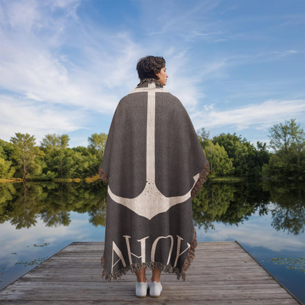 AHOY Heirloom Woven Blanket — Nautical Elegance for Coastal Homes