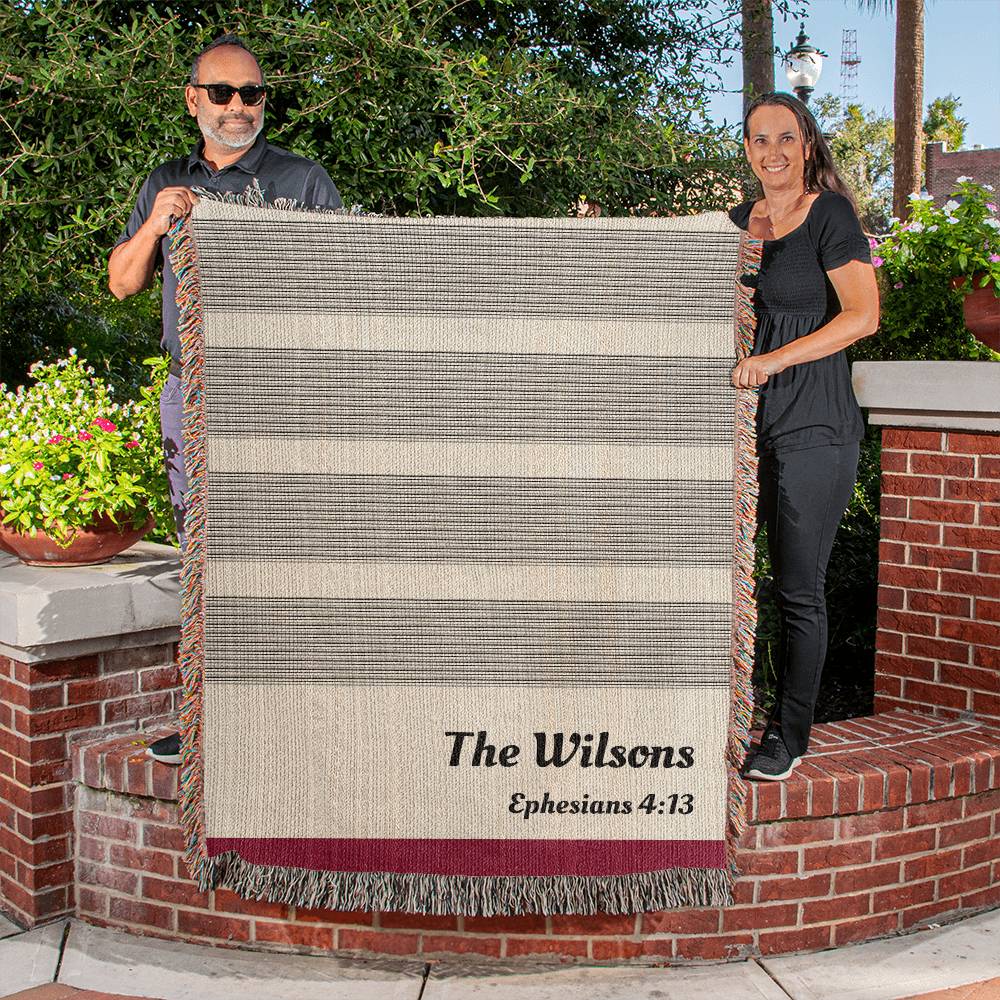 Personalized Woven Throw Blanket Gift for Wedding Engagement Anniversary Keepsake,Unique Gift for Family or Couple Last Name, Housewarming
