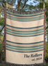 Personalized Woven Throw Blanket,Unique Gift for Wedding Engagement Anniversary Keepsake, Family or Couple Last Name, Modern Boho Stripes