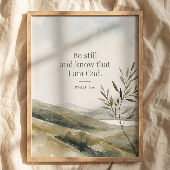 Be Still — Psalm 46:10 Watercolor Scripture Wall Art