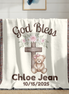 Christian Baby Girl Gift Personalized Woven Blanket Baptism/Christening Gift from Godmother Religious Nursery Decor Catholic Family
