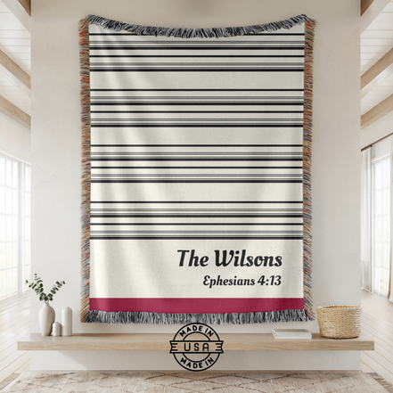 Personalized Woven Throw Blanket Gift for Wedding Engagement Anniversary Keepsake,Unique Gift for Family or Couple Last Name, Housewarming