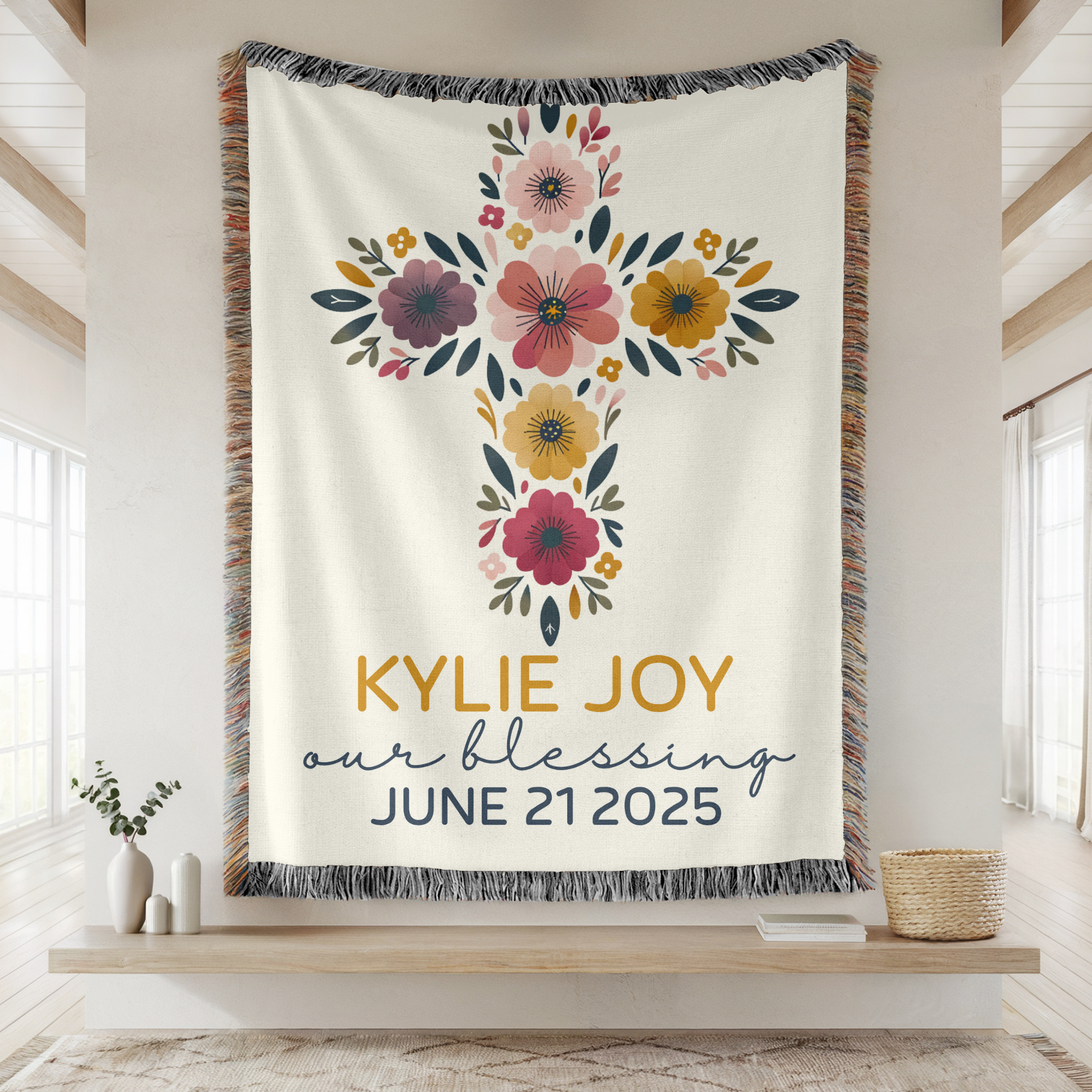 Personalized Baptism or Christening Woven Blanket