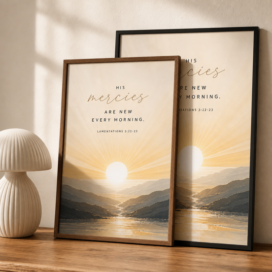 His Mercies — Lamentations 3:22-23 Sunrise Scripture Wall Art