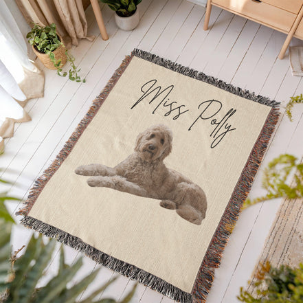 Pet Photo Woven Blanket Portrait Orientation