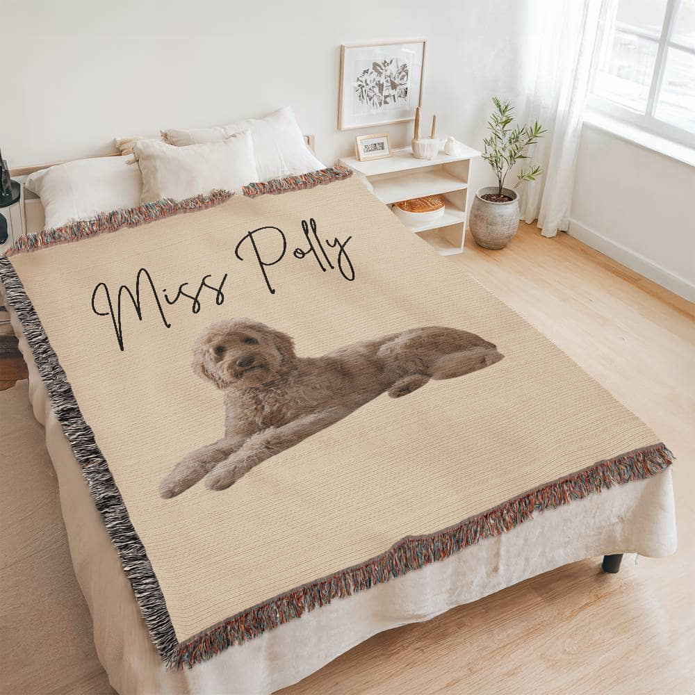 Pet Photo Woven Blanket Portrait Orientation