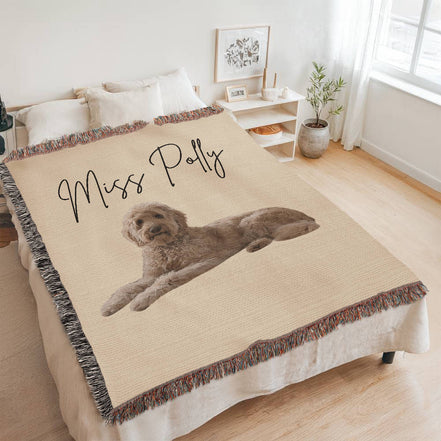 Pet Photo Woven Blanket Portrait Orientation