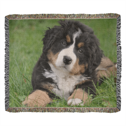 Pet Portrait Woven Blanket Landscape Orientation