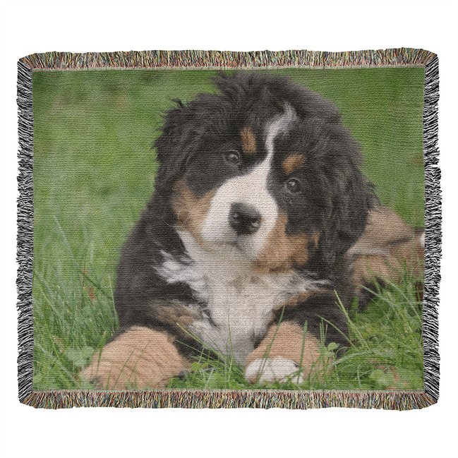 Pet Portrait Woven Blanket Landscape Orientation