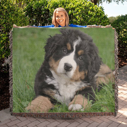 Pet Portrait Woven Blanket Landscape Orientation