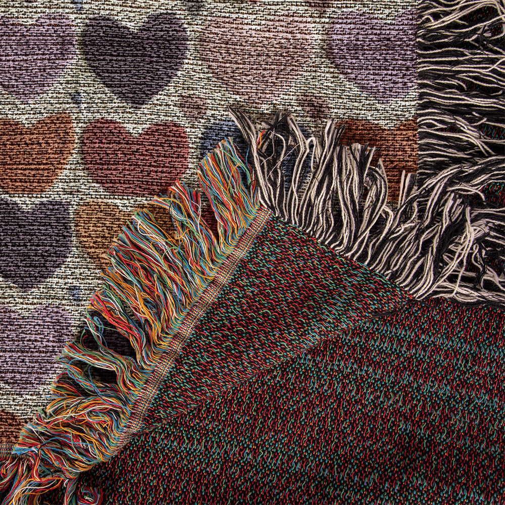 Monogram Initials Heart Custom Crocheted Look Heirloom Woven Blanket