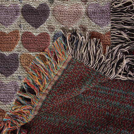 Monogram Initials Heart Custom Crocheted Look Heirloom Woven Blanket
