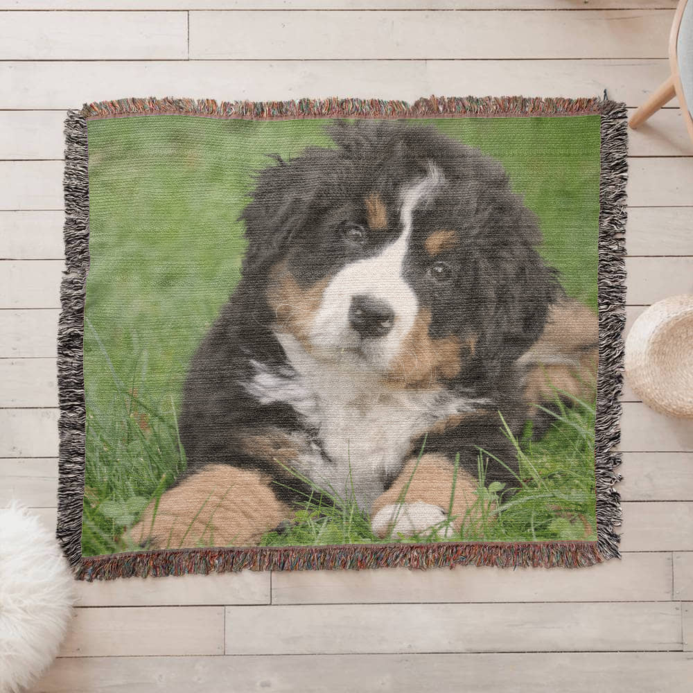 Pet Portrait Woven Blanket Landscape Orientation