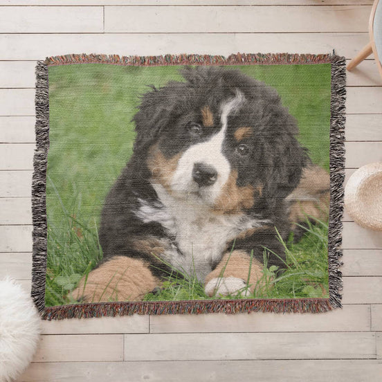 Pet Portrait Woven Blanket Landscape Orientation