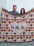 Monogram Initials Heart Custom Crocheted Look Heirloom Woven Blanket