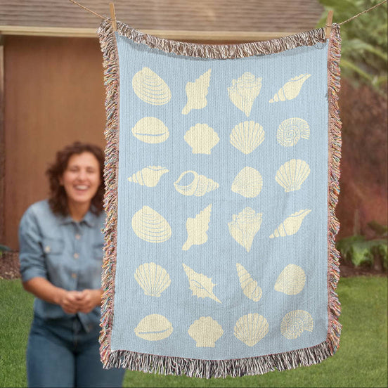 Coastal Shells Heirloom Woven Blanket