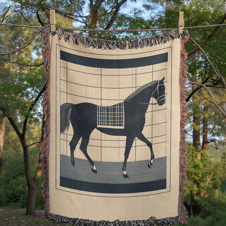 Abstract Horse Equestrian Art Heirloom Woven Blanket