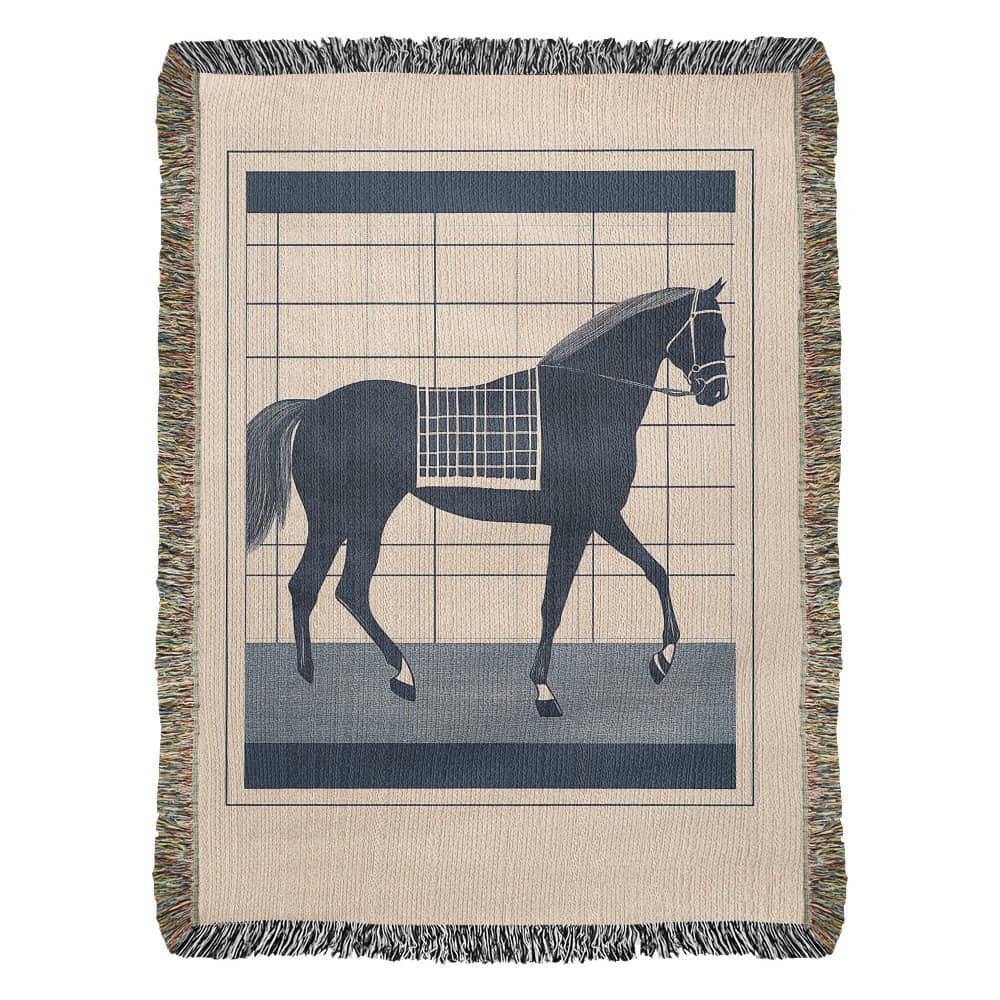 Abstract Horse Equestrian Art Heirloom Woven Blanket