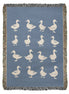 Hand Drawn Duck Motif Heirloom Woven Blanket