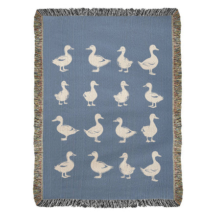 Hand Drawn Duck Motif Heirloom Woven Blanket