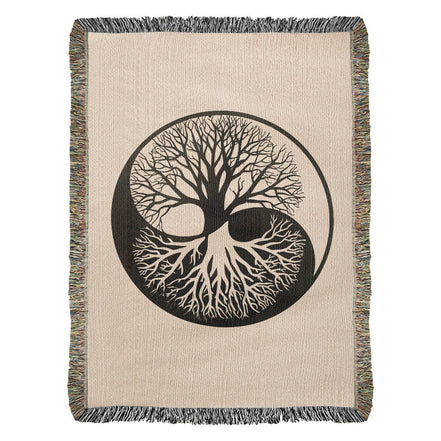 Handcrafted Yin Yang Tree of Life Woven Heirloom Blanket