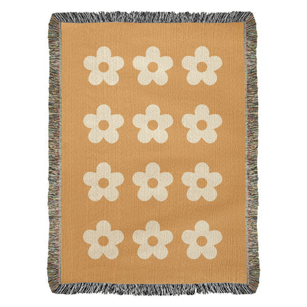 Cheery Flower Motif Heirloom Woven Blanket