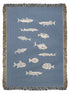 Hand Drawn Fish Motif Heirloom Woven Blanket