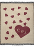 Heart Monogram with Initials Heirloom Woven Blanket