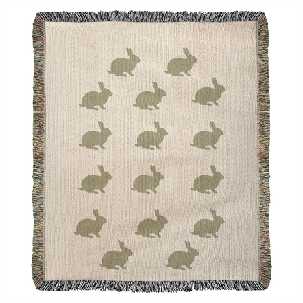 Sage Green Meadow Bunny Heirloom Woven Blanket