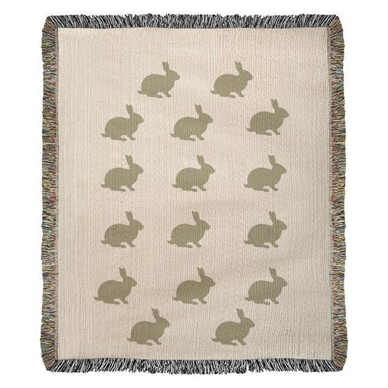 Sage Green Meadow Bunny Heirloom Woven Blanket