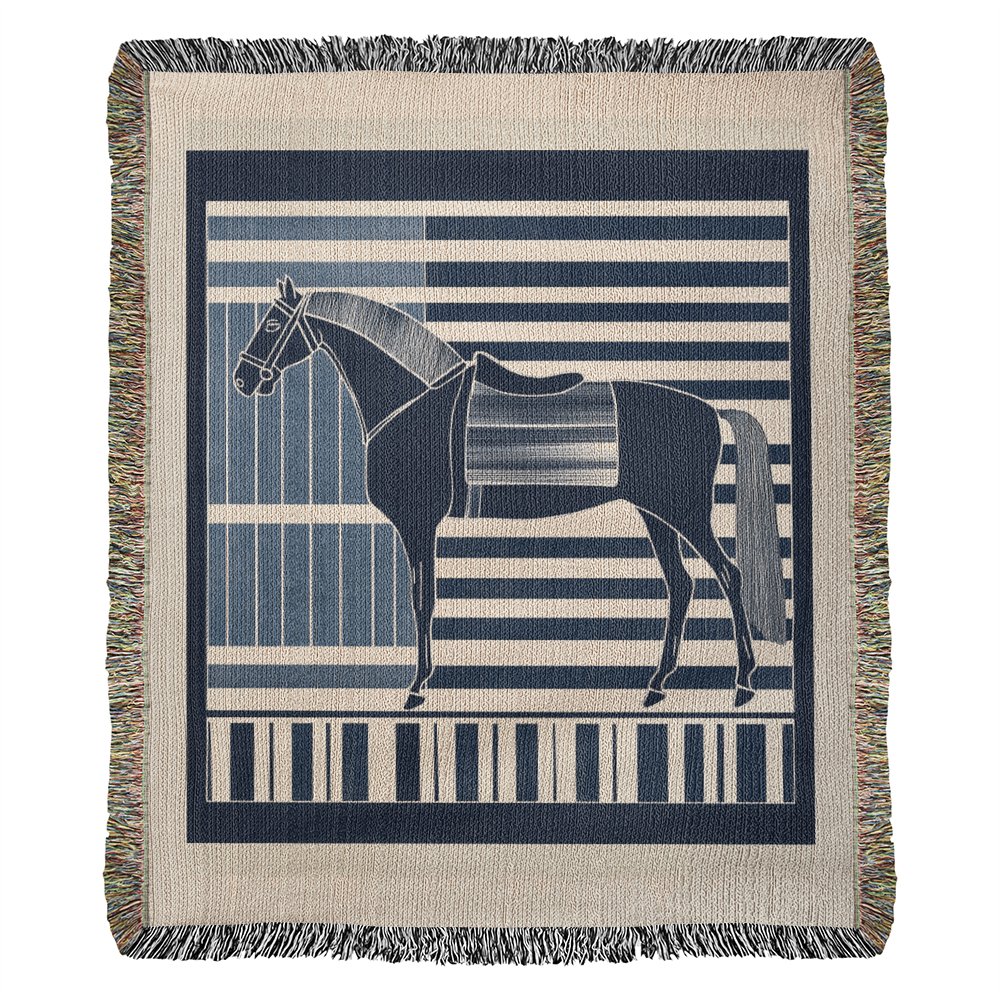 Abstract Horse Equestrian Art Heirloom Woven Blanket