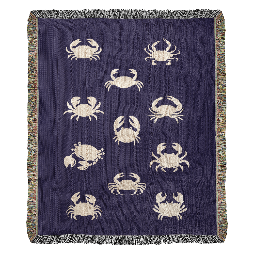 Crab Print Heirloom Woven Blanket