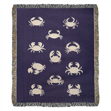 Crab Print Heirloom Woven Blanket