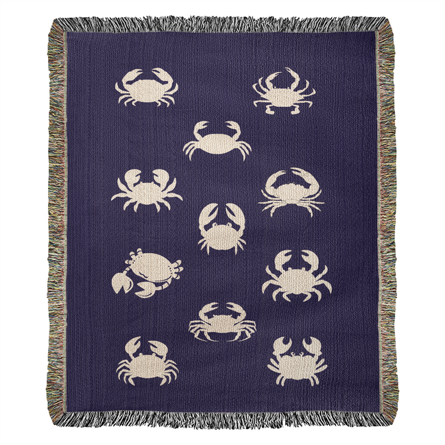 Crab Print Heirloom Woven Blanket