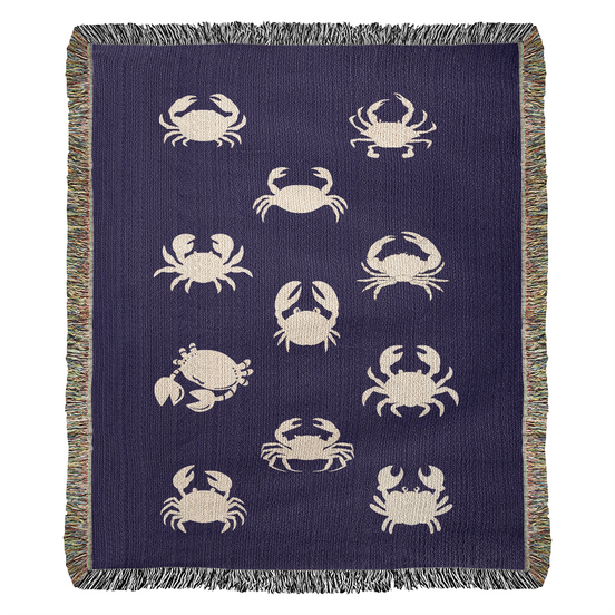 Crab Print Heirloom Woven Blanket
