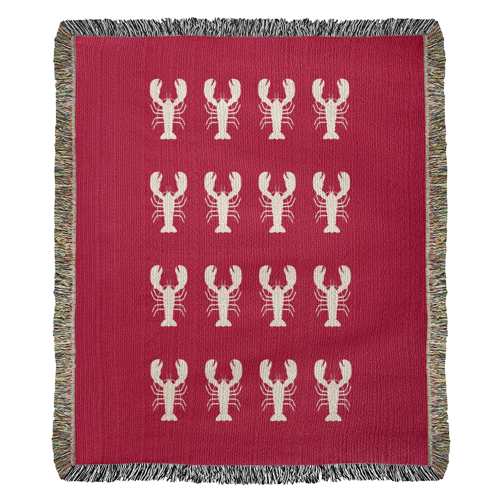 Lobster Motif Heirloom Woven Blanket