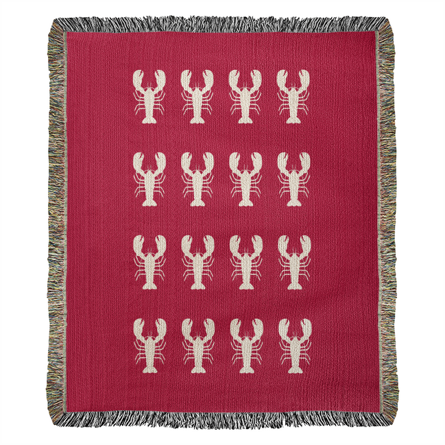 Lobster Motif Heirloom Woven Blanket