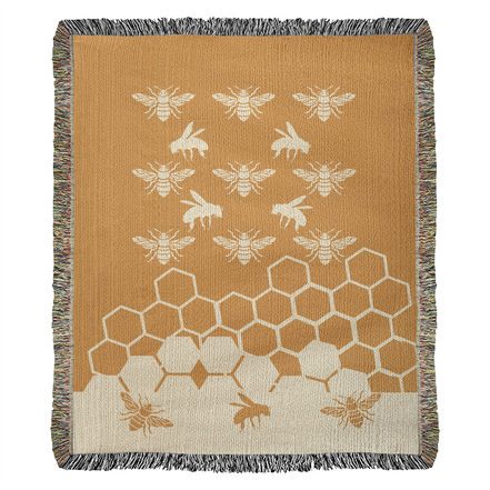 Honeybee Motif Heirloom Woven Blanket