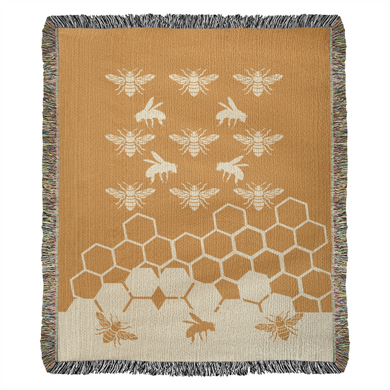 Honeybee Motif Heirloom Woven Blanket
