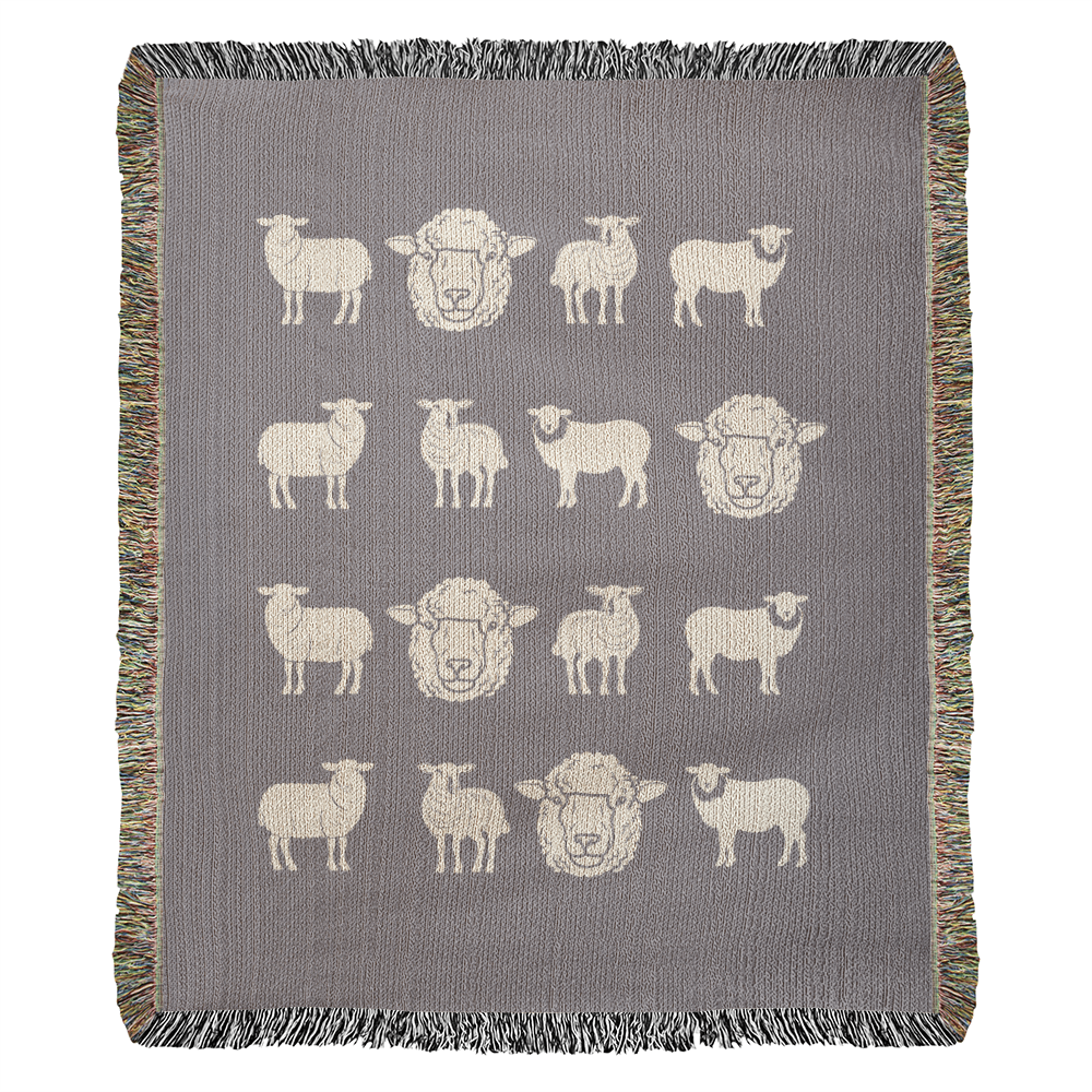 Hand Drawn Sheep Heirloom Woven Blanket
