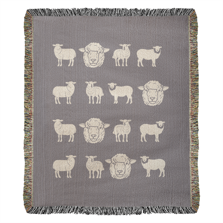 Hand Drawn Sheep Heirloom Woven Blanket