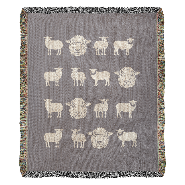 Hand Drawn Sheep Heirloom Woven Blanket