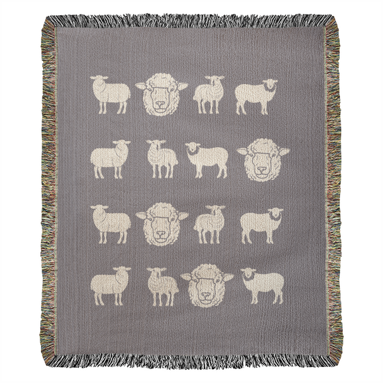 Hand Drawn Sheep Heirloom Woven Blanket
