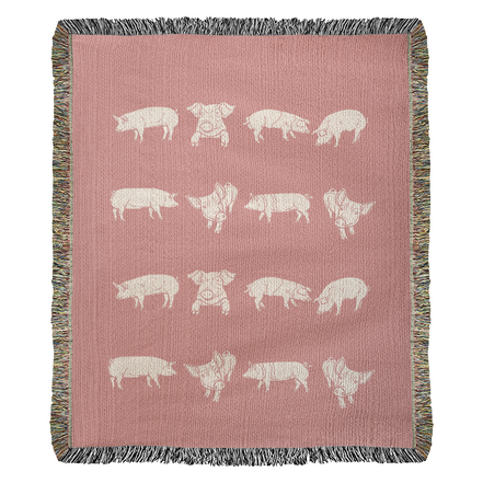 Pig Design Woven Heirloom Blanket