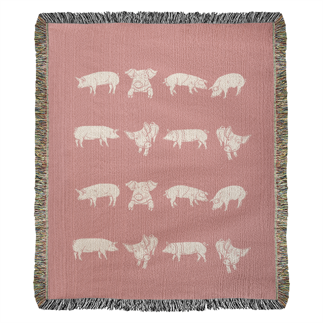 Pig Design Woven Heirloom Blanket