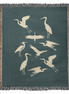 Hand Drawn Heron Motif Heirloom Woven Blanket