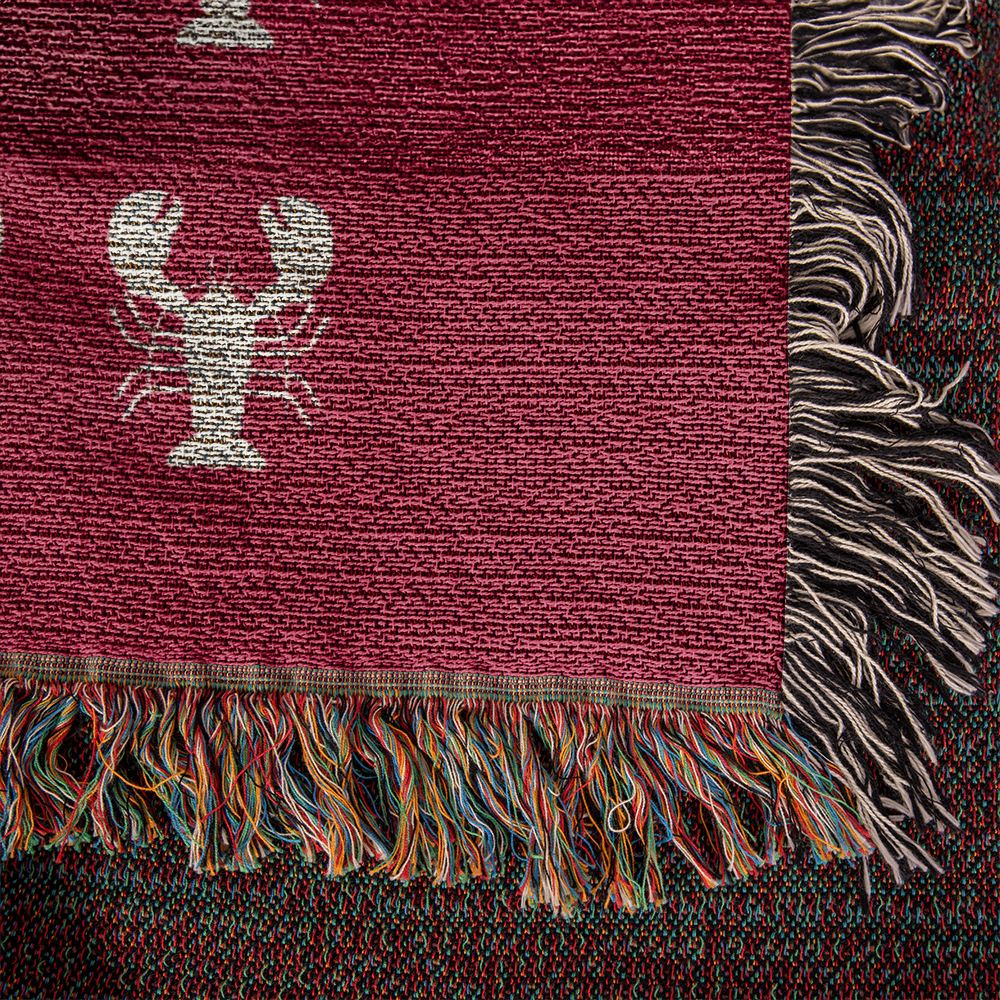 Lobster Motif Heirloom Woven Blanket